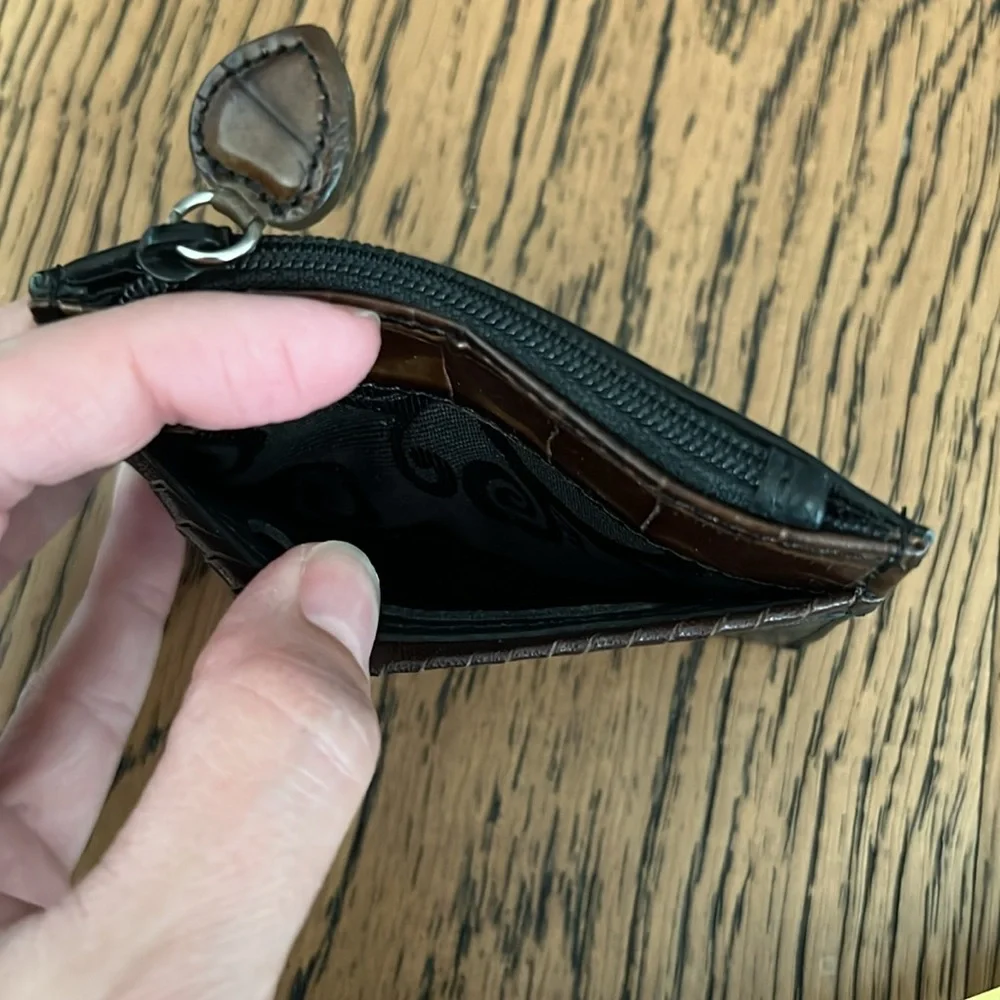 Vintage Brighton Black and Brown Heart Window Coin Pouch Card Holder